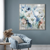 Blossoms in Mist - Hand Painted Textured Aluminum Wall Art.